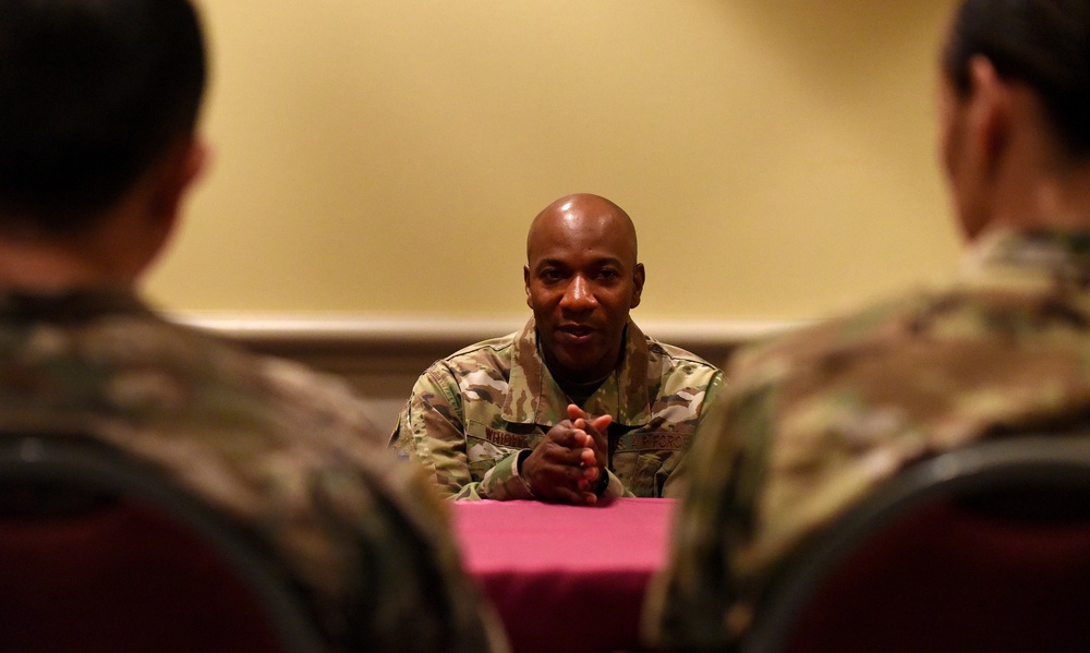 CMSAF Wright speaks with 12 OAY Airmen