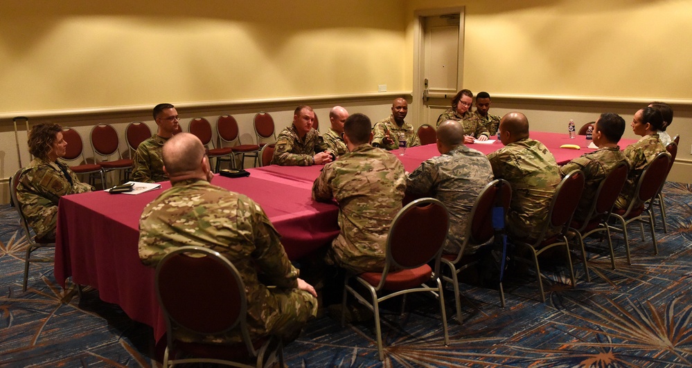 CMSAF Wright speaks with 12 OAY Airmen