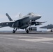 An F/A-18E Super Hornet lands on the flight deck