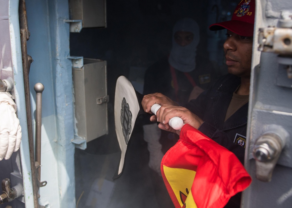 USS Mobile Bay GQ drill