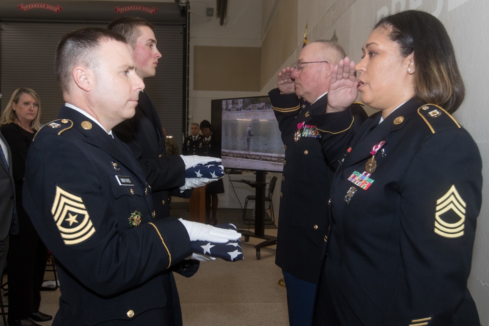 Legal Command hosts retirement ceremony for COL Ramsey and MSG Moore