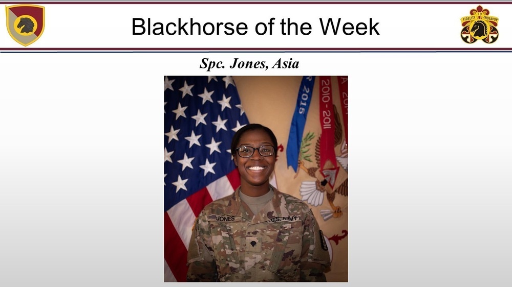 Blackhorse of the Week – Spc. Asia Jones