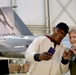 Samuel L Jackson takes a photo with Gen Jeannie Leavitt