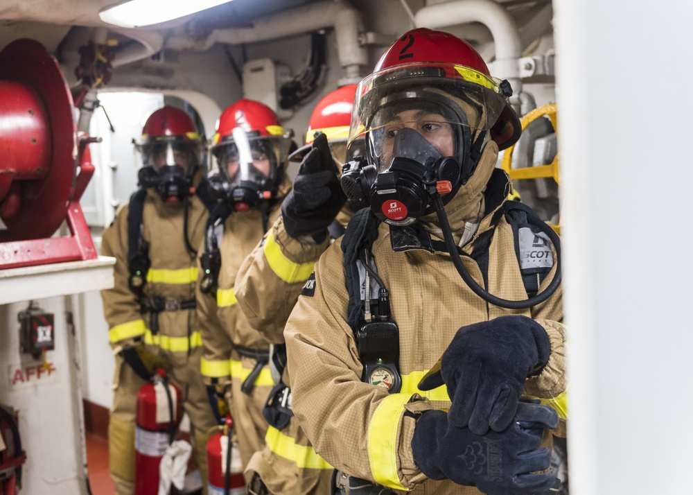 Main Space Fire Drill aboard USS Ashland