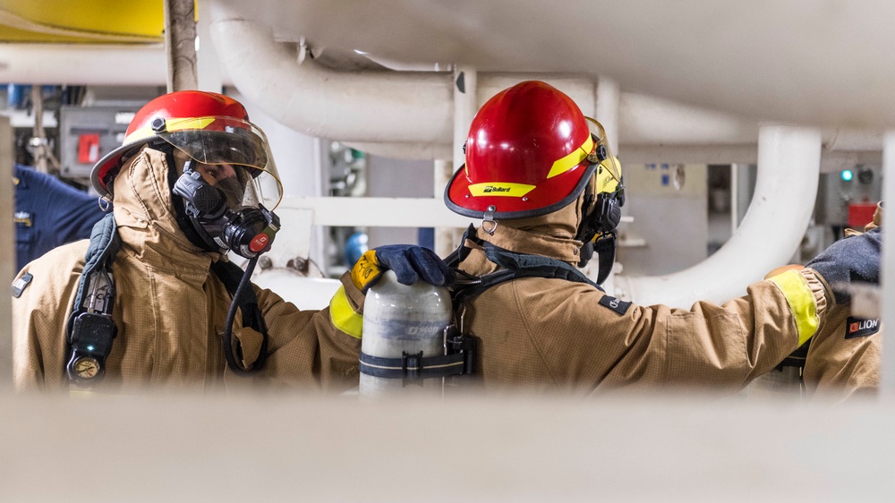 Main Space Fire Drill aboard USS Ashland