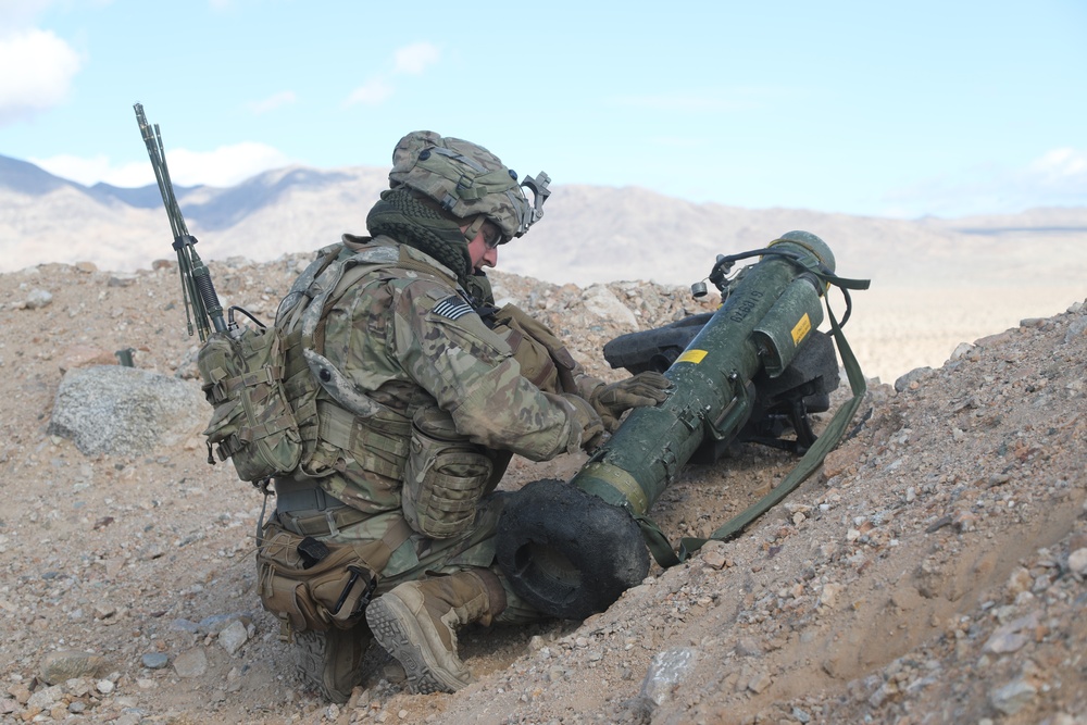 U.S. Soldier Fixes Javelin on a Hill