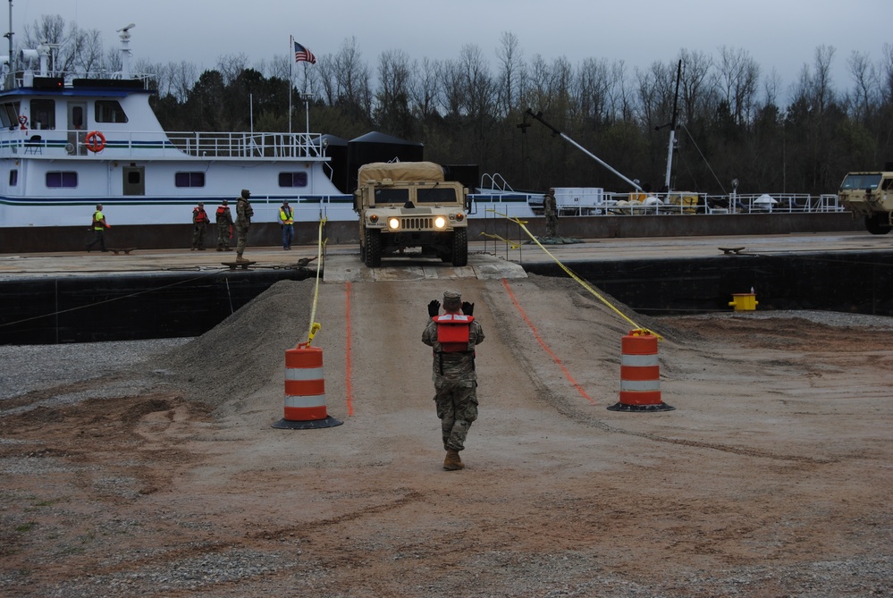 U.S. Army barge operation at Central Louisiana Regional Port