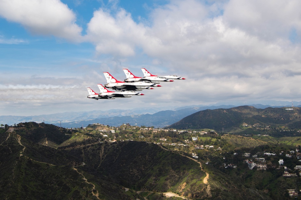 Thunderbirds flyover Captain Marvel premiere