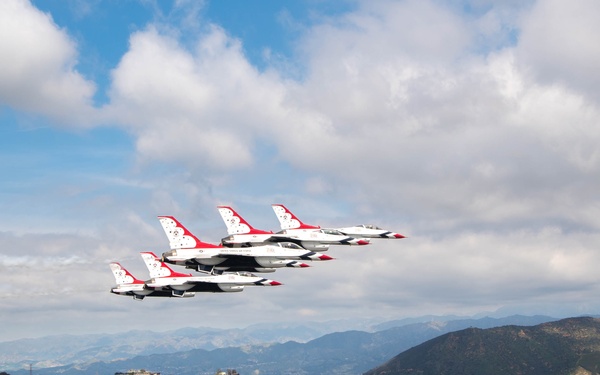 Thunderbirds flyover Captain Marvel premiere