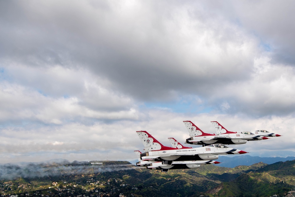 Thunderbirds flyover Captain Marvel premiere