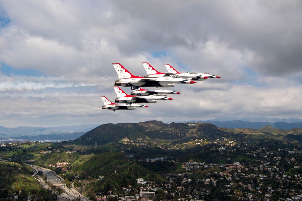 Thunderbirds flyover Captain Marvel premiere