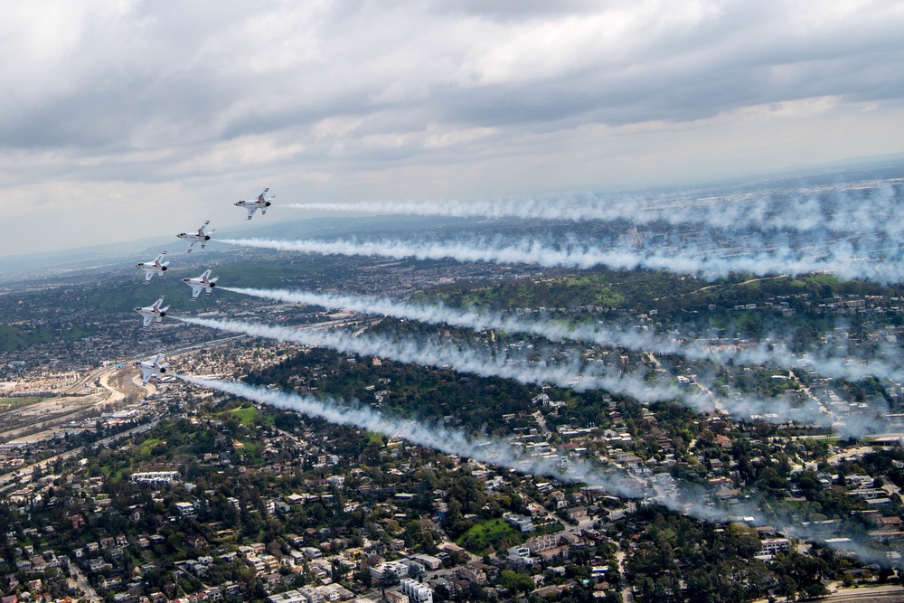 Thunderbirds flyover Captain Marvel premiere