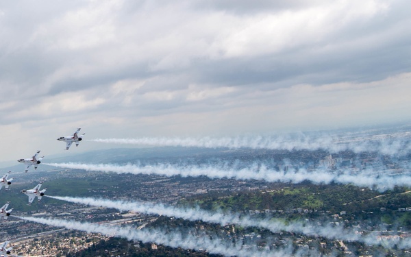 Thunderbirds flyover Captain Marvel premiere