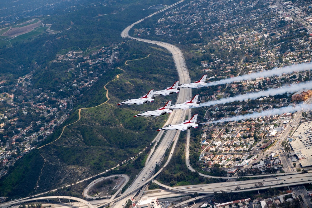 Thunderbirds flyover Captain Marvel premiere