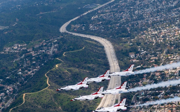 Thunderbirds flyover Captain Marvel premiere