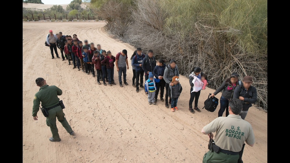 Migrants intercepted by U.S. Border Patrol near Yuma, Arizona