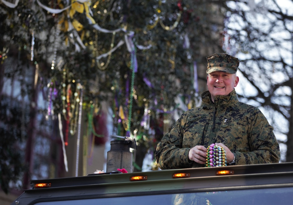 Marines participate in Mardi Gras