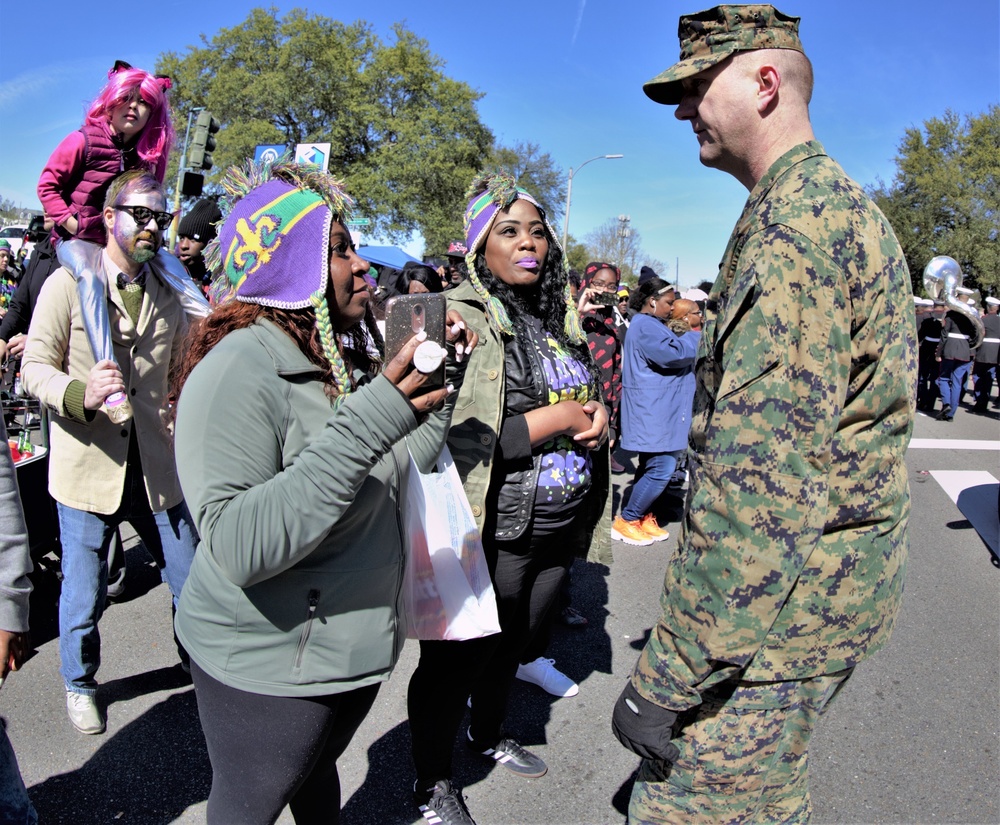 Marines participate in Mardi Gras 2019