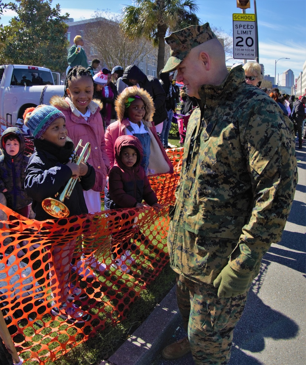 Marines participate in Mardi Gras