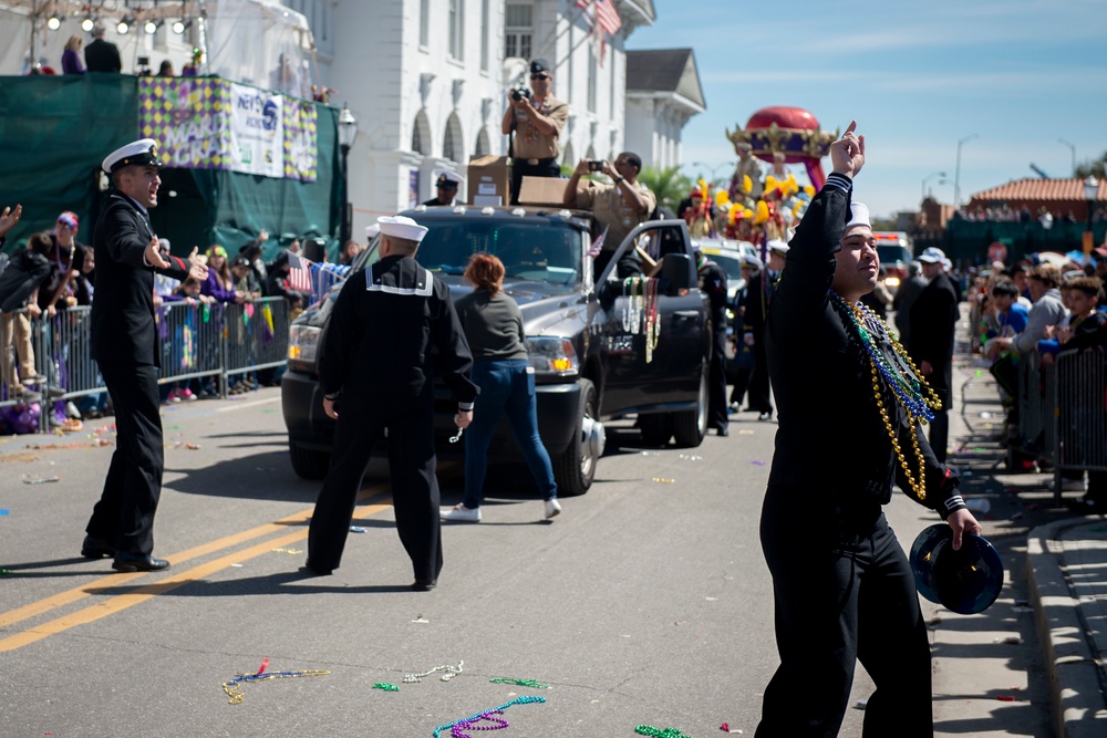 Mobile Navy Week Sailors Participate in Mardi Gras Parade