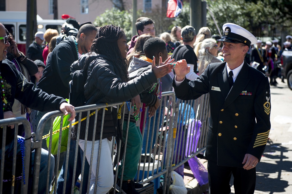 Mobile Navy Week Sailors Participate in Mardi Gras Parade