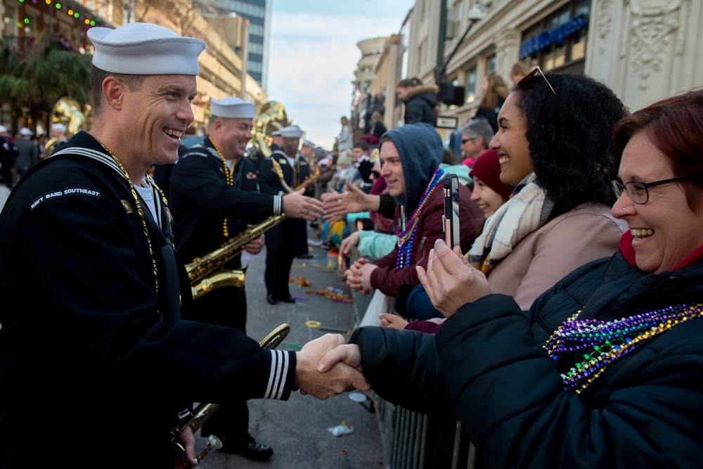 Mobile Navy Week Sailors Participate in Mardi Gras Parade