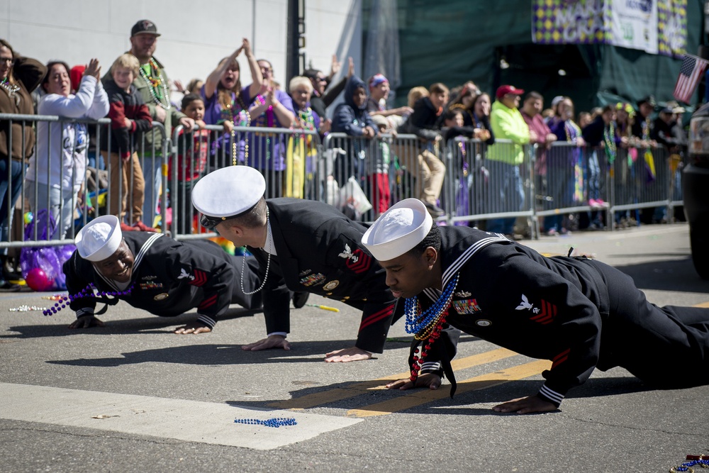 Mobile Navy Week Sailors Participate in Mardi Gras Parade