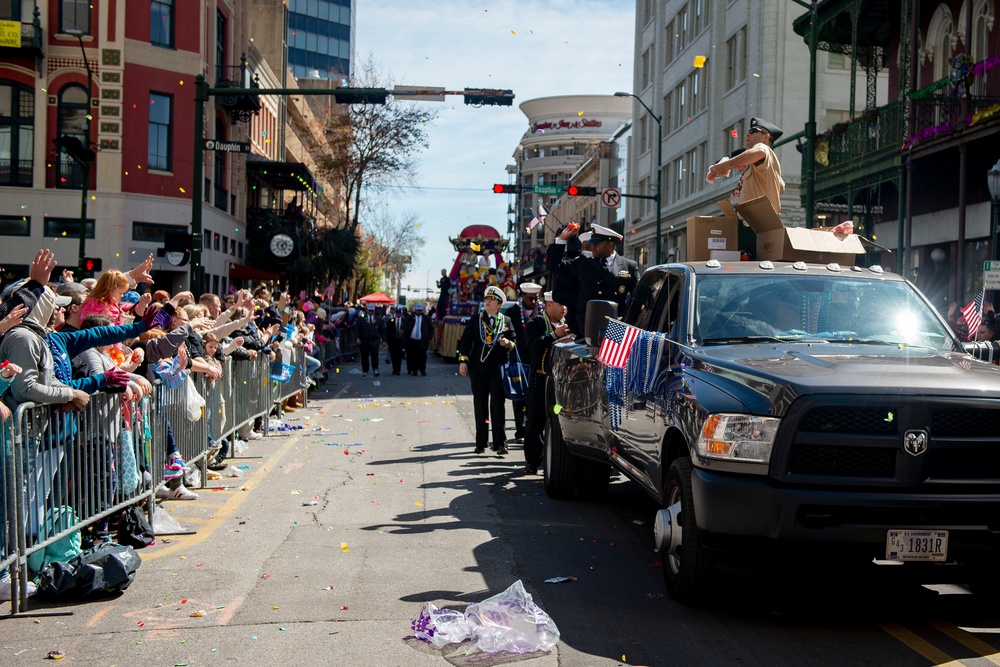 Mobile Navy Week Sailors Participate in Mardi Gras Parade