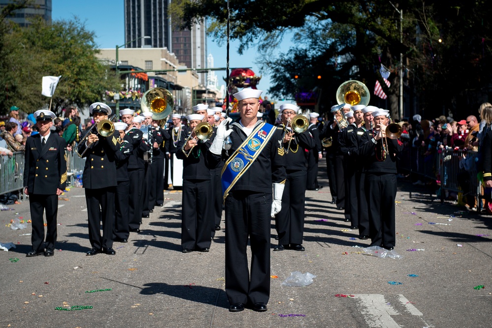 Mobile Navy Week Sailors Participate in Mardi Gras Parade