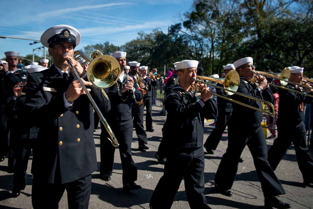 Mobile Navy Week Sailors Participate in Mardi Gras Parade