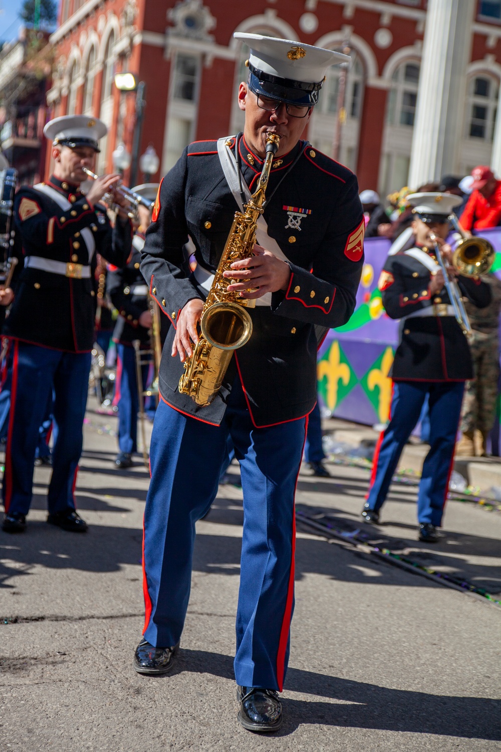 Marines participate in Mardi Gras