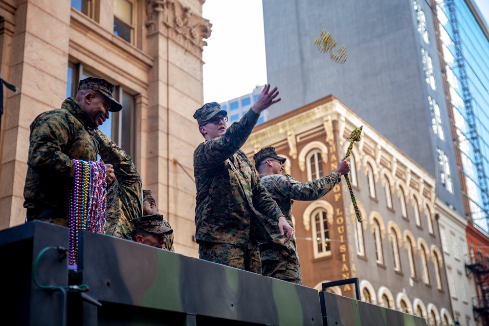 Marines participate in Mardi Gras