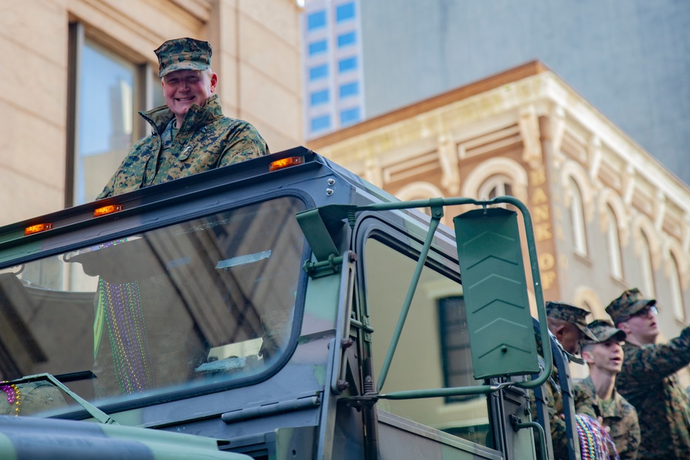 Marines participate in Mardi Gras