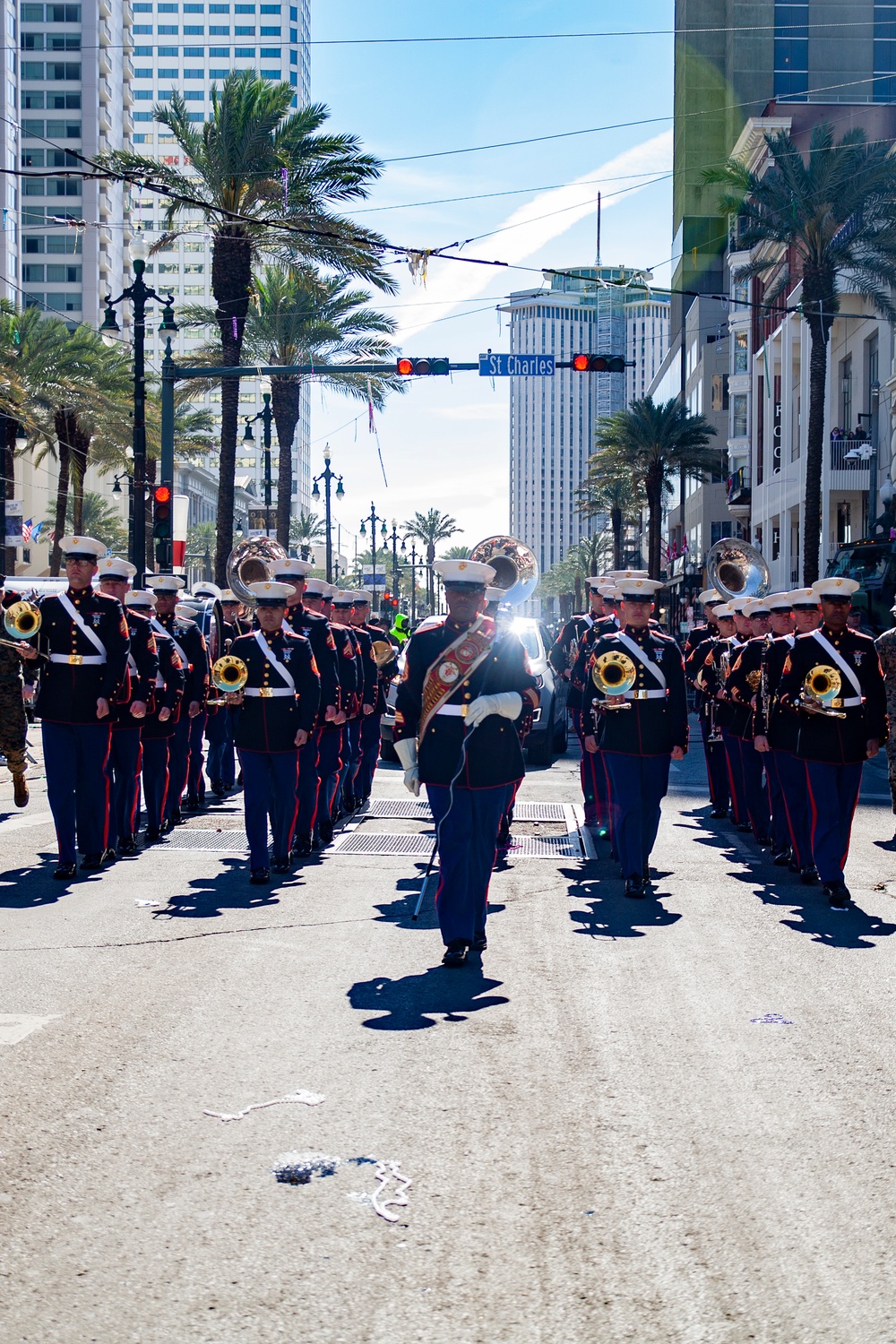 Marines participate in Mardi Gras