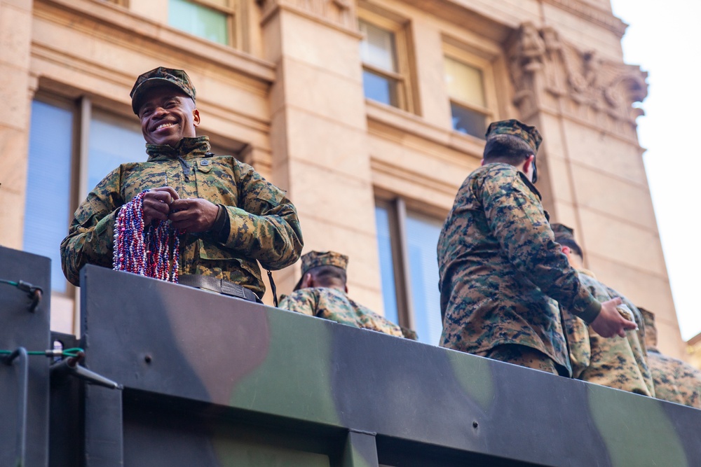 Marines participate in Mardi Gras