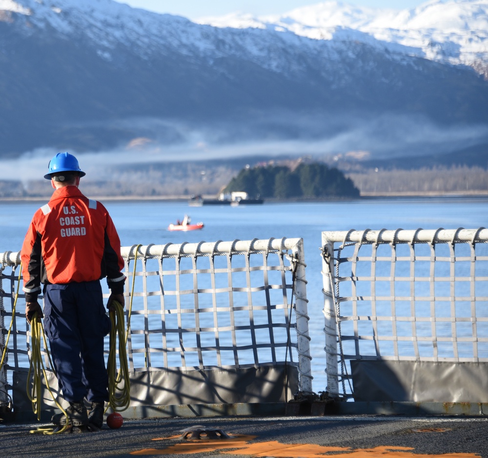 Coast Guard Cutter Alex Haley transits Womens Bay, Alaska