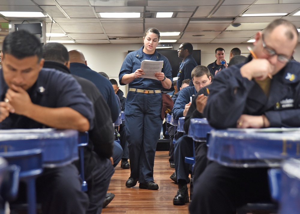 USS Blue Ridge (LCC 19) conducts Navywide E-6 Advancement Exams