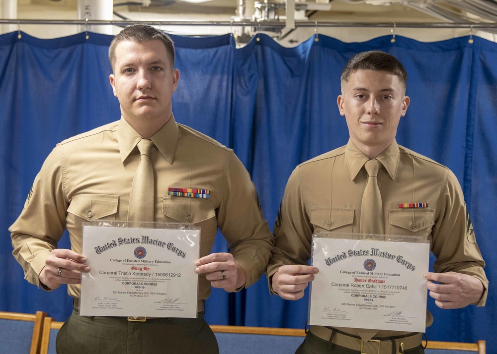 Corporals Course Class 75-19 Graduation, USS Arlington