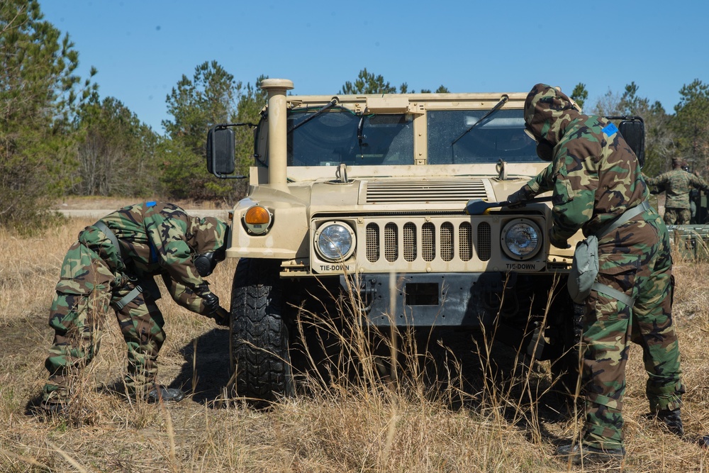 Marines train to decontaminate equipment exposed to simulated chemical agents