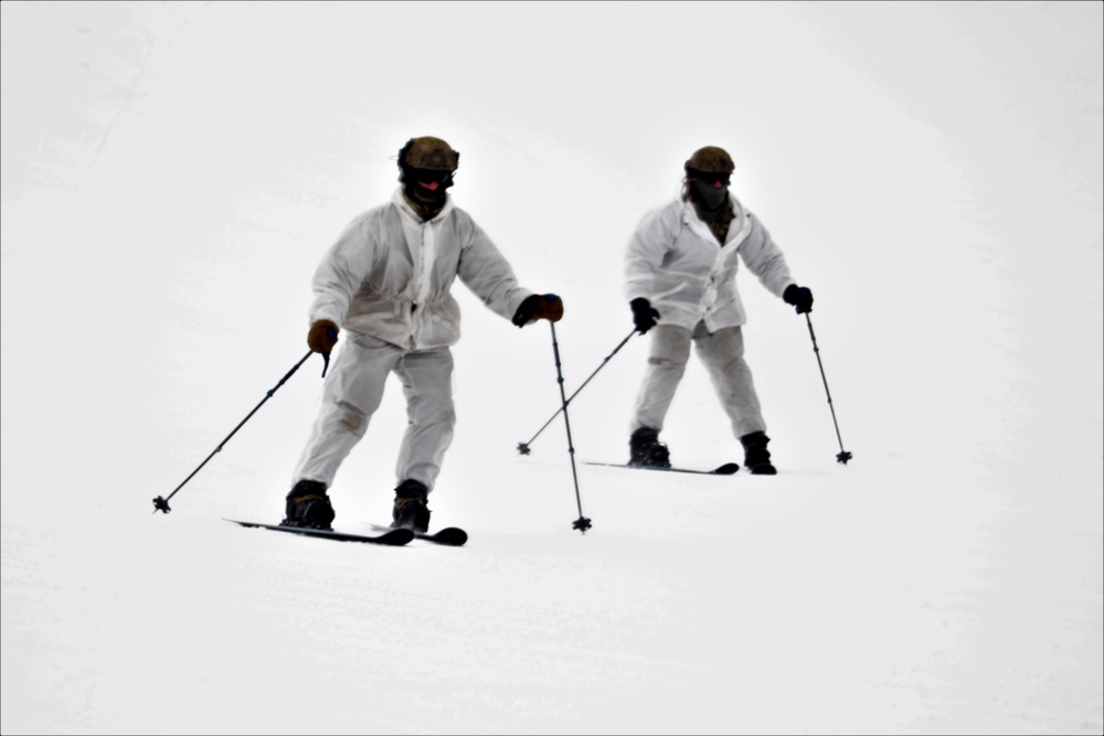 Students for Cold-Weather Operations Course Class 19-05 complete skiing familiarization at Fort McCoy