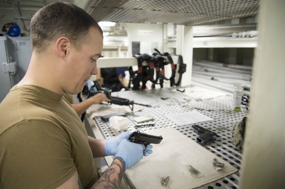 USS Makin Island Weapons Cleaning