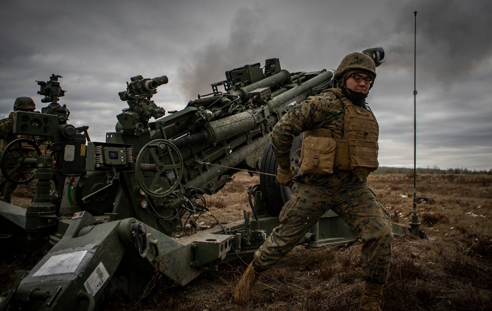 3rd Battalion, 14th Marines Fire M777 Howitzers During Exercise Dynamic Front 19