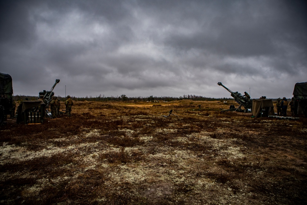 Marines Fire M777 Howitzers in Latvia During Exercise Dynamic Front 19