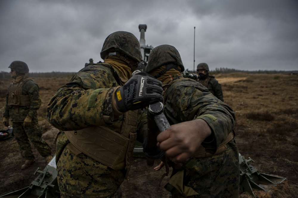 Marines Fire M777 Howitzers in Latvia During Exercise Dynamic Front 19