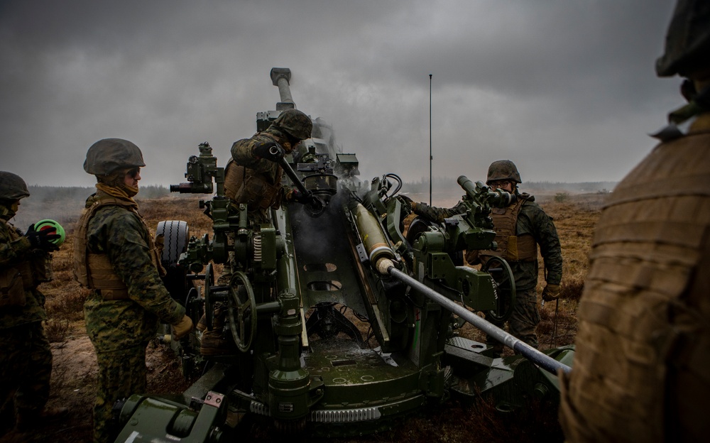 Marines Fire M777 Howitzers in Latvia During Exercise Dynamic Front 19