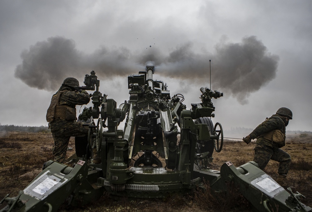 Marines Fire M777 Howitzers in Latvia During Exercise Dynamic Front 19