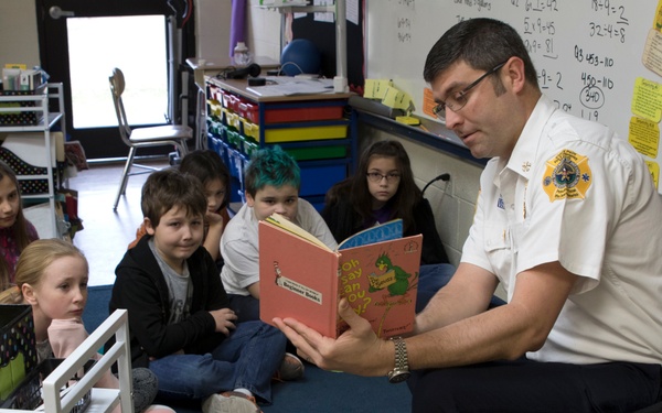 Cherry Point Firefighters read to local elementary school students