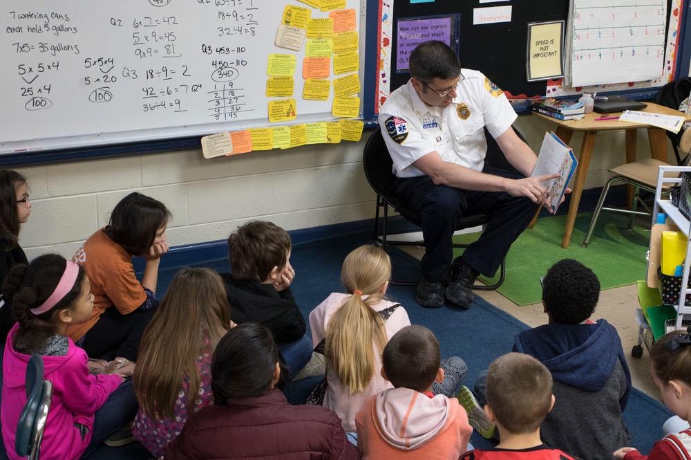 Cherry Point Firefighters read to local elementary school students