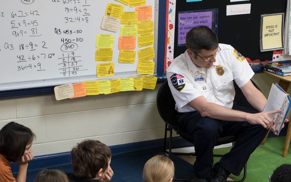 Cherry Point Firefighters read to local elementary school students