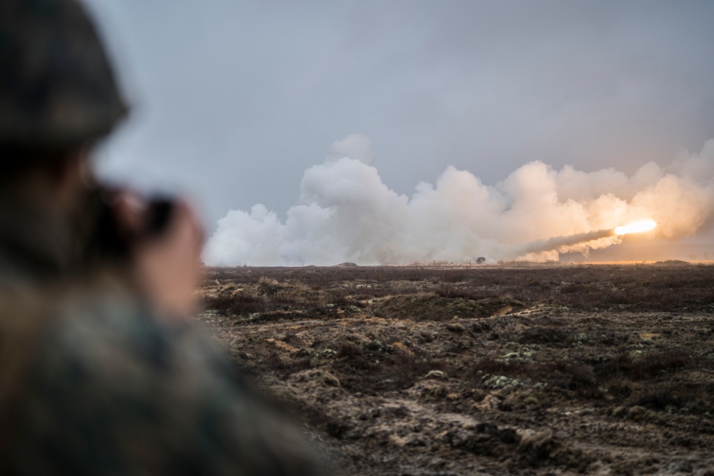 Latvia Army COMCAM and U.S. Marine COMMSTRAT photograph HIMARS shoot